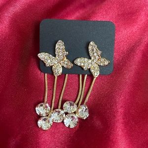 Butterfly Tassel Rhinestone Easrrings